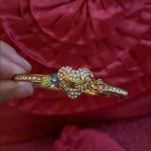 NEW Juicy Couture Pavé  floral heart hinged Bangle